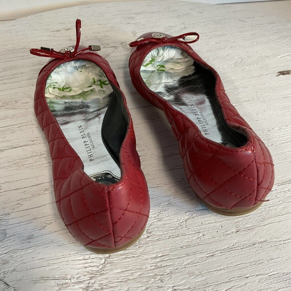 Phillipp Plein GoldJungle Cushioned Red Flat Skull Shoe Size EUR 36 US 5.5 - Picture 7 of 16